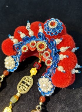 京合坊文创冰箱贴非遗手工掐丝戏曲穆桂英帽盔吊坠随机（原创）