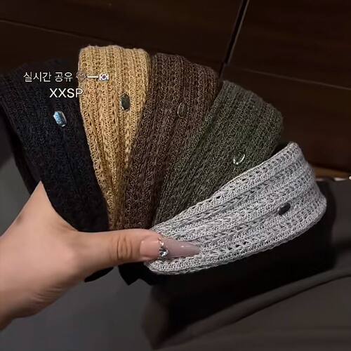 韩系秋冬针织宽边发箍显脸小