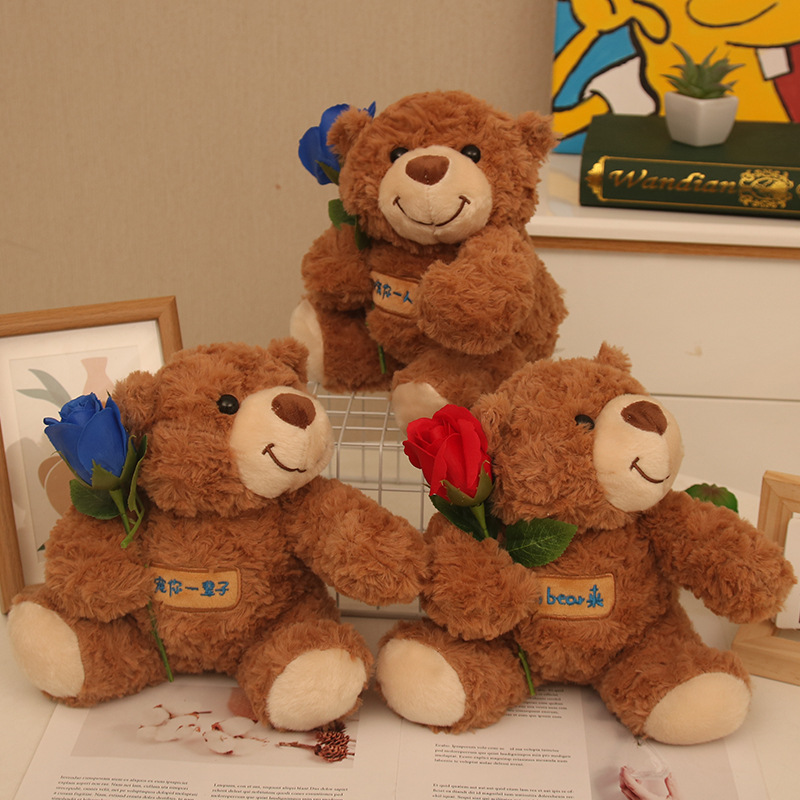 新款抱花款礼物熊公仔泰迪小熊毛绒玩具可爱床上抱着睡熊玩偶