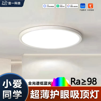 已接入米家APP智能led超薄吸顶灯涂鸦卧室灯阳台卧室圆形护眼主灯