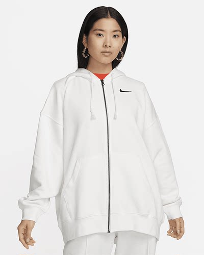 Nike/耐克 女子超宽松休闲加绒保暖针织连帽夹克外套DD5635-133