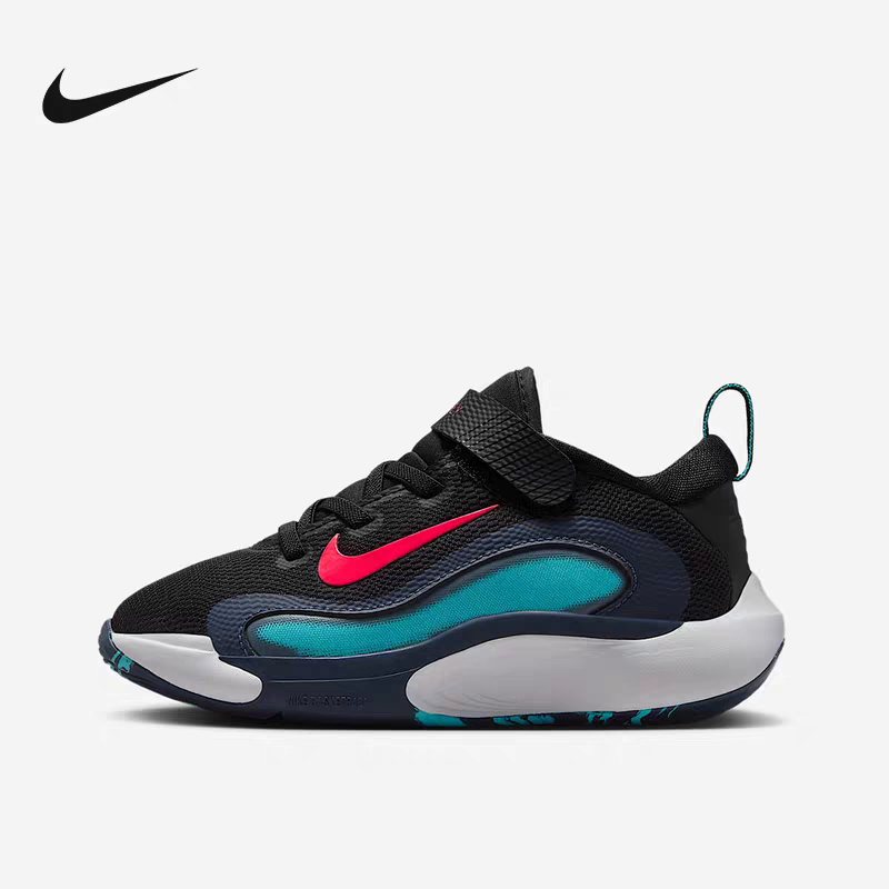 Nike/耐克 幼童魔术贴一脚蹬轻便透气耐磨缓震篮球鞋FQ7670-004