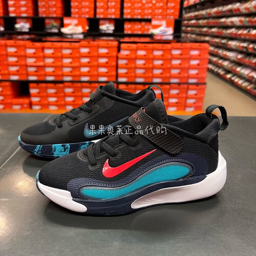 Nike/耐克 幼童魔术贴一脚蹬轻便透气耐磨缓震篮球鞋FQ7670-004