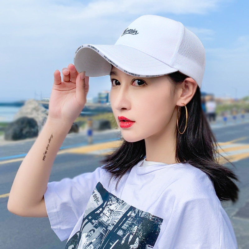 帽子女夏网韩版潮ins透气遮阳鸭舌帽运动棒球帽白色百搭防晒太阳