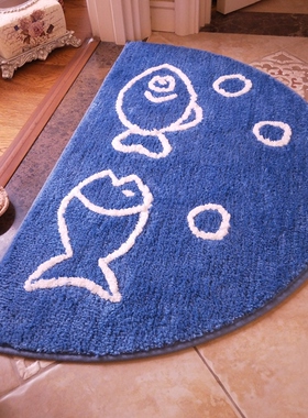 卡通蓝色浴室吸水脚垫淋浴房门垫卫浴擦脚客厅入户门垫可机洗地垫