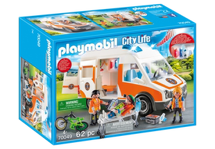 playmobil摩比世界70049带灯的救护车玩具