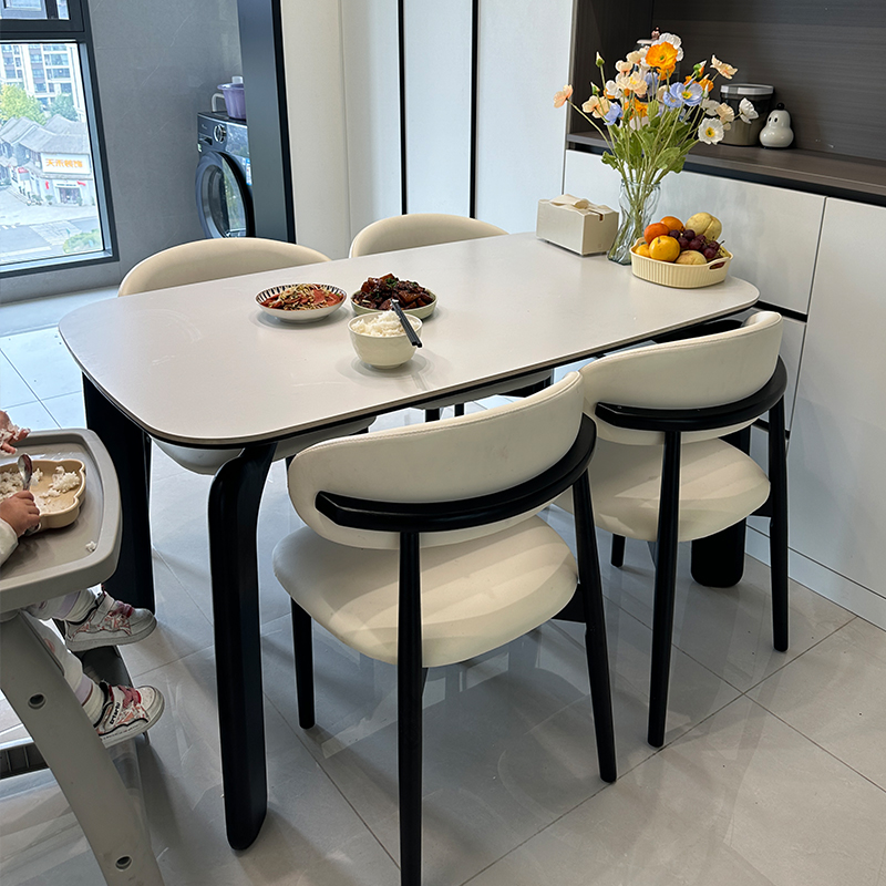 大象腿实木岩板餐桌餐桌岩板实木