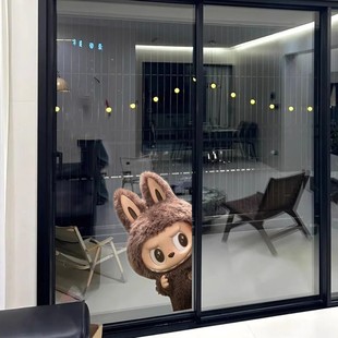 拉布布labubu玻璃门贴纸客厅阳台推拉门防撞静电窗花冰箱空调贴画