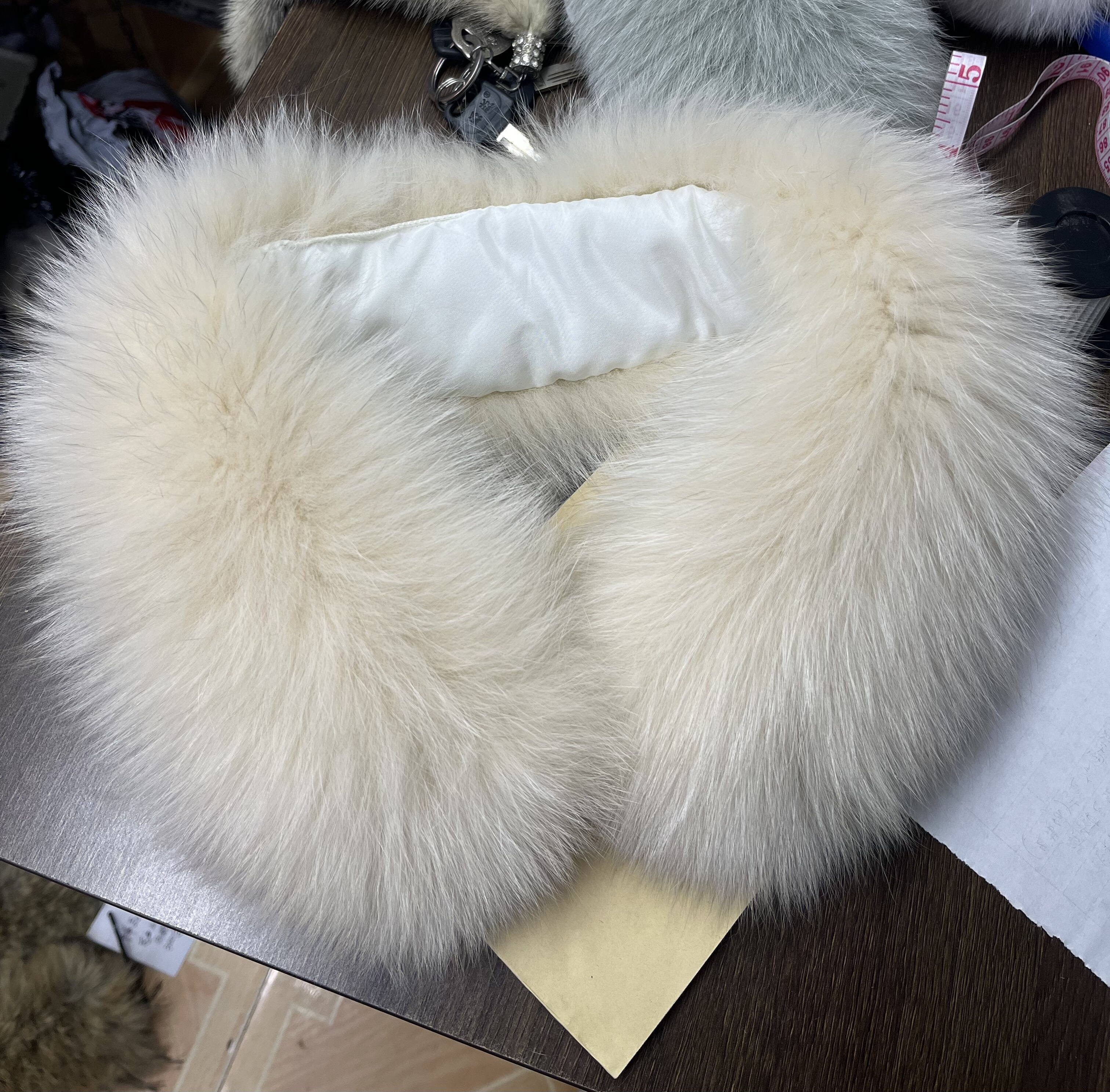 真皮草围巾秋冬百搭加厚保暖狐狸毛围脖毛毛球米色杏色浅绿色