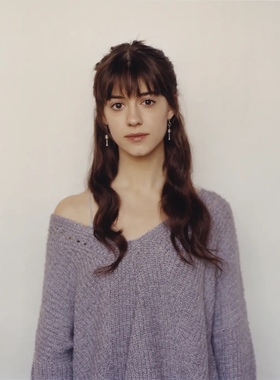 normal people英剧普通人女主同款紫色新款秋冬毛衣领宽松针织衫