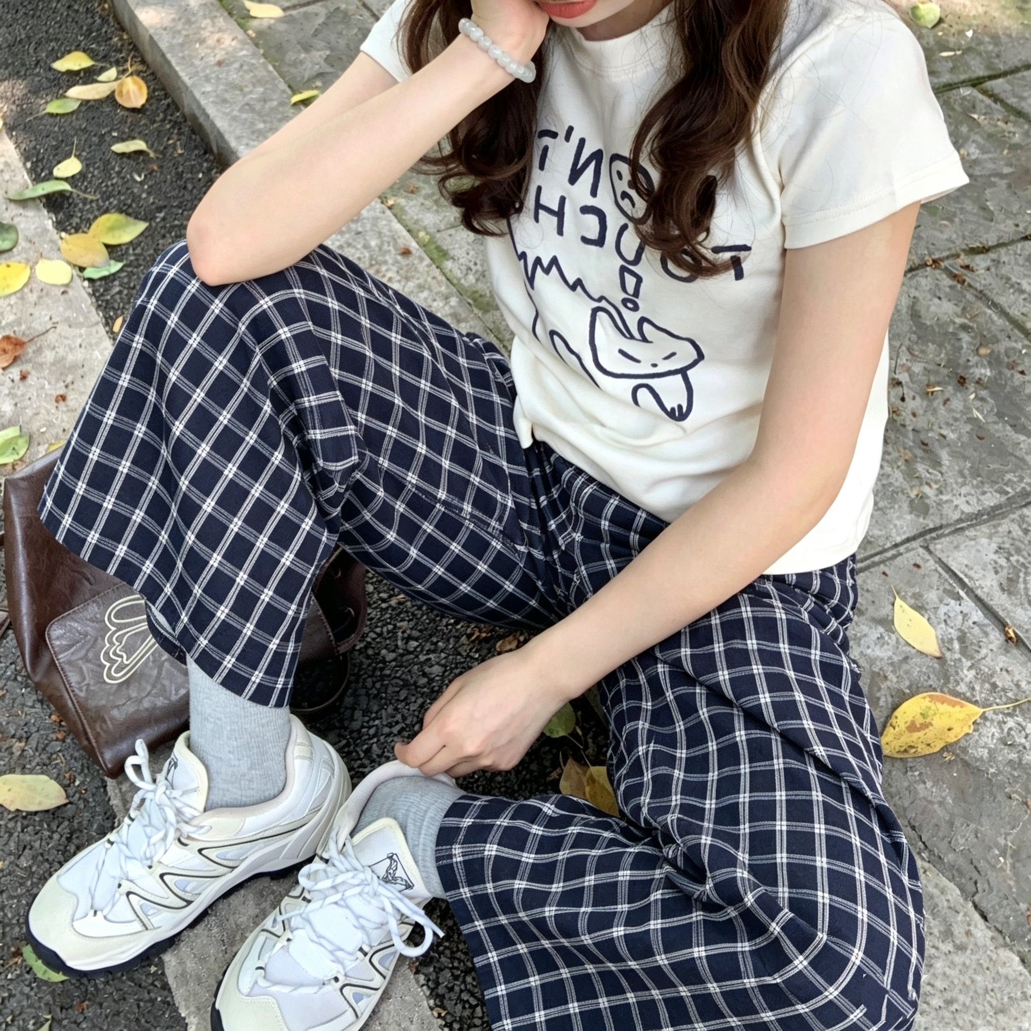 小个子女装格子裤2026新款洋气时髦休闲裤夏款直筒阔腿长裤子