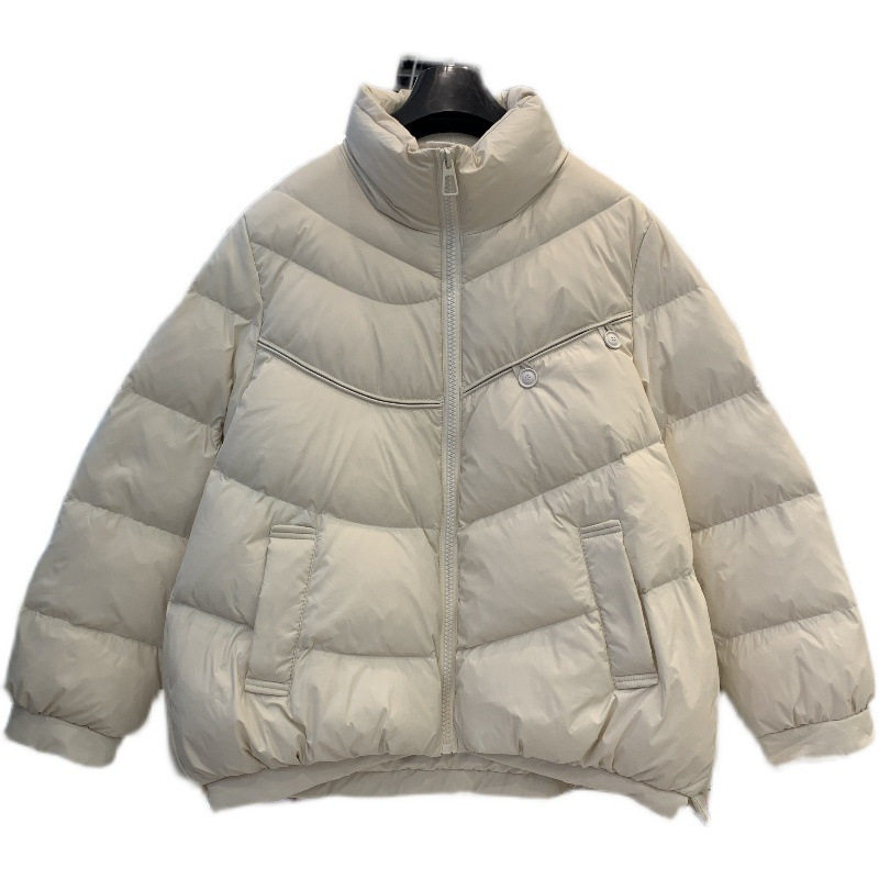 两粒扣长袖2025新款简约百搭时尚外穿白鸭绒立领羽绒服女短款外套,女装/女士精品,羽绒服,淘宝优惠券,粉丝福利购,淘宝优惠卷