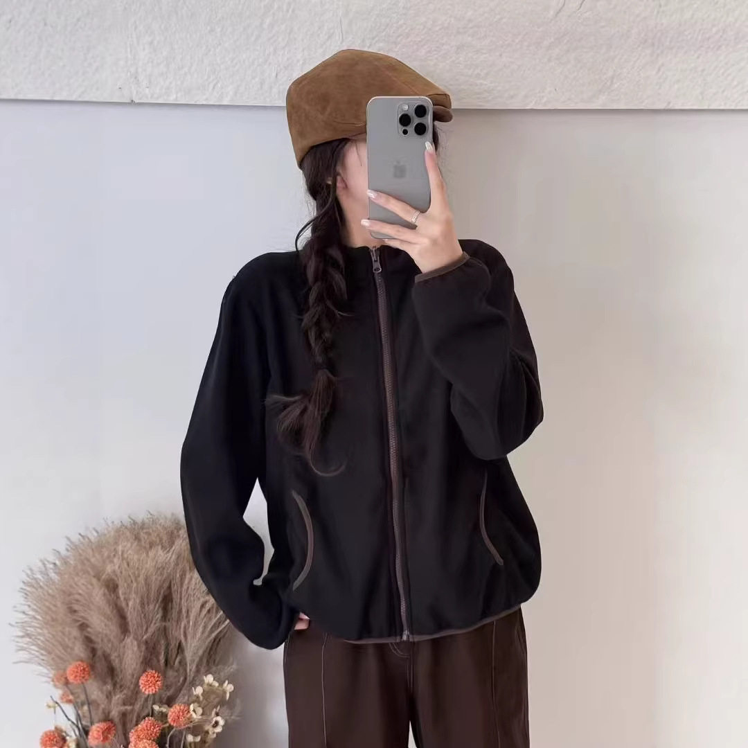 26春款外套卫衣女宽松休闲韩版学院风慕丝绒卫衣长袖立领外套新款