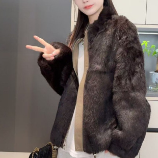 欧货立领拉链派克服女2025冬季 宽松加绒加厚小个子外套上衣 新款