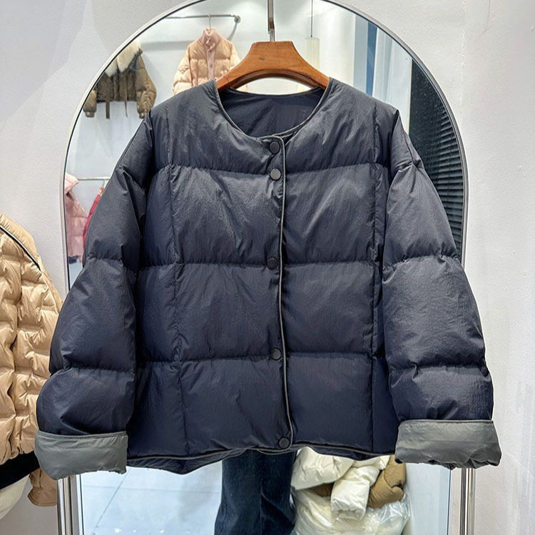 短款小个子棉服女2026春季时尚新款圆领拼色面包服保暖轻薄棉外套