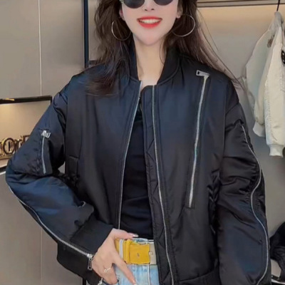 夹棉棒球服外套女短款2025秋季新款爆款小个子二棉女装飞行员