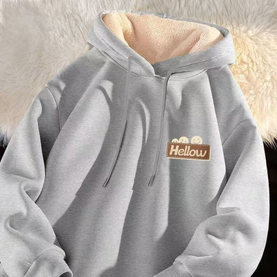 青少年加绒加厚卫衣男女冬季潮流