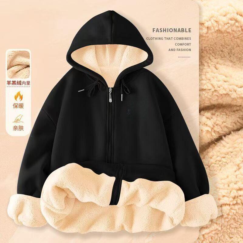 男生冬季特厚加绒新款复古简约纯色休闲卫衣休闲百搭上衣服