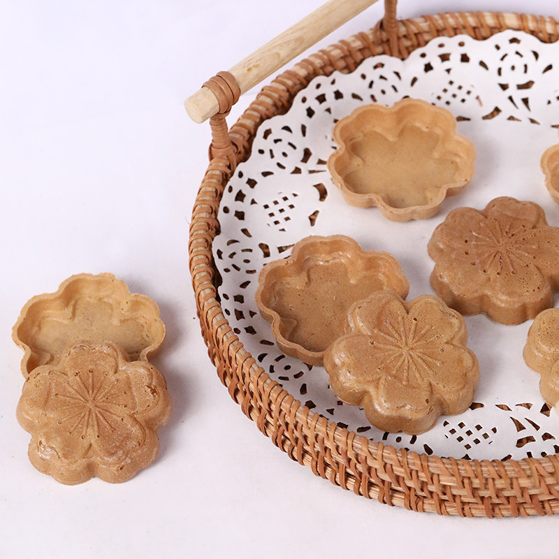 DIY烘焙用半成品樱花形糯米船饼干壳日式防风林焦糖杏仁片塔壳40g