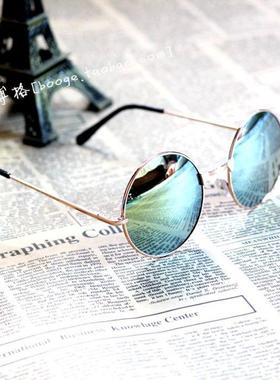 复古圆形墨镜金属镜男女士太阳眼镜亲子款小圆框架结婚伴郎道具