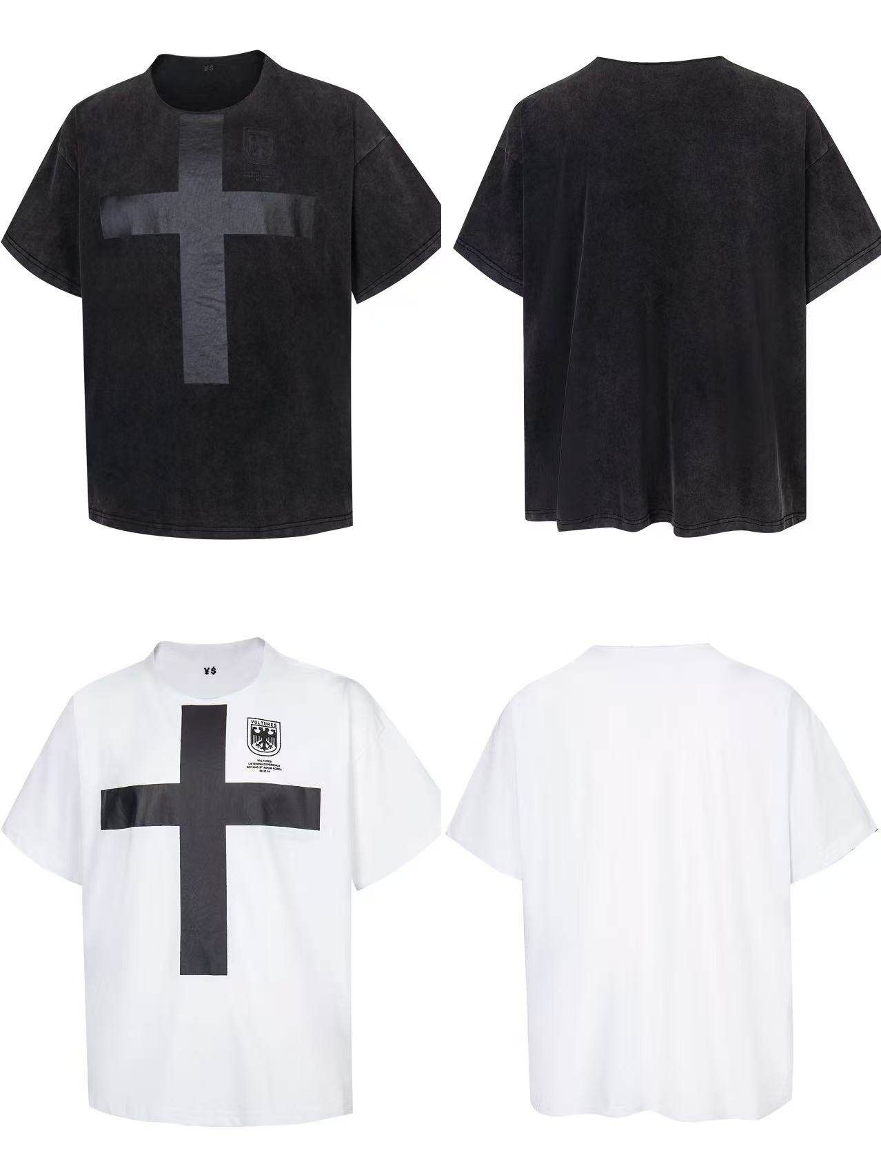 KANYE Kanye vintage A knife cut Iron Cross easy Broad Edition American style waistcoat vest T-shirt Short sleeve men and women