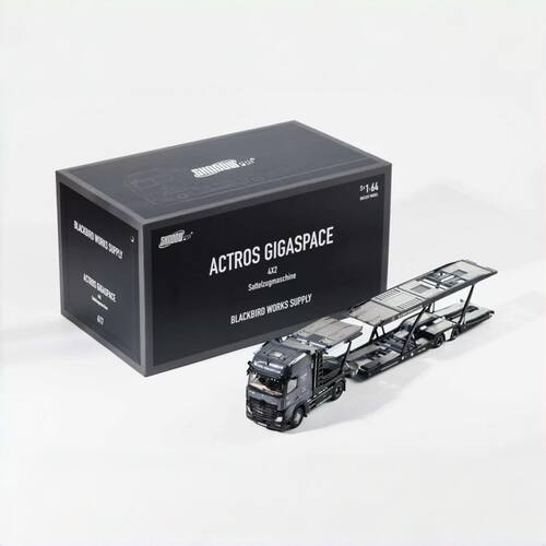GCD/ShadowPro 1:64黑鸟涂装汽车模型双层轿运一拖八模型汽车摆件