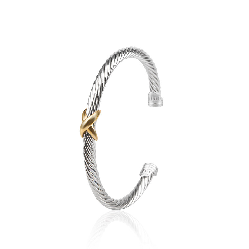 DAVID XY YURMAN SIMILAR 5MM BRACELET EUROPEAN AND AMERICAN POPULAR CABLE CROSS X OPENING WISH CROSS BORDER