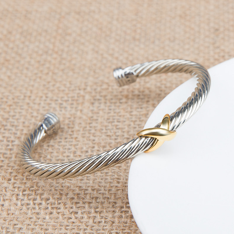 DAVID XY YURMAN SIMILAR 5MM BRACELET EUROPEAN AND AMERICAN POPULAR CABLE CROSS X OPENING WISH CROSS BORDER