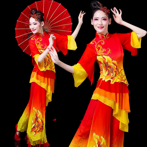 灯笼舞秧歌服新款成人扇子舞蹈服装民族广场舞套装古典舞演出服女 - 封面