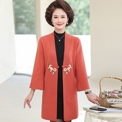 妈妈装秋季新款外套大码中长款