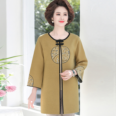 外套中长款春秋针织开衫妈妈装