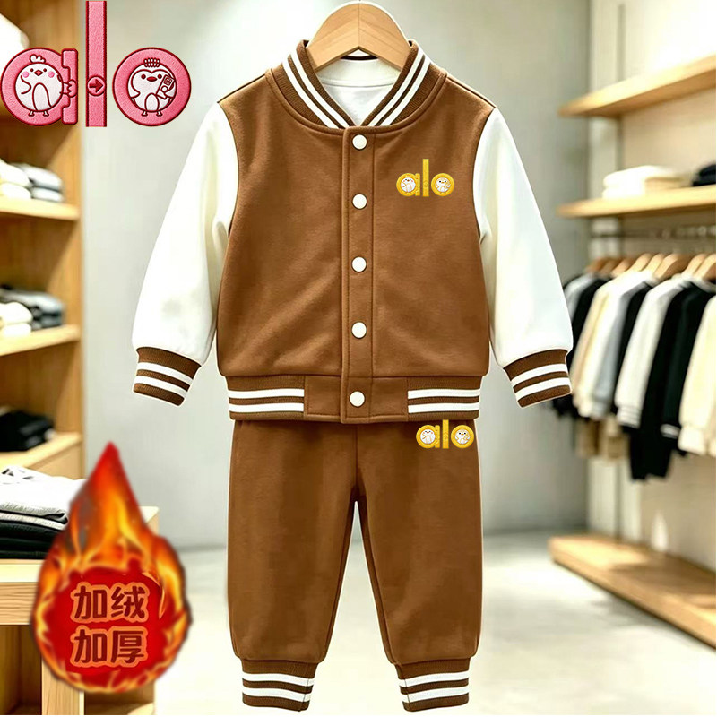 男女童加绒加厚棒球服运动套装