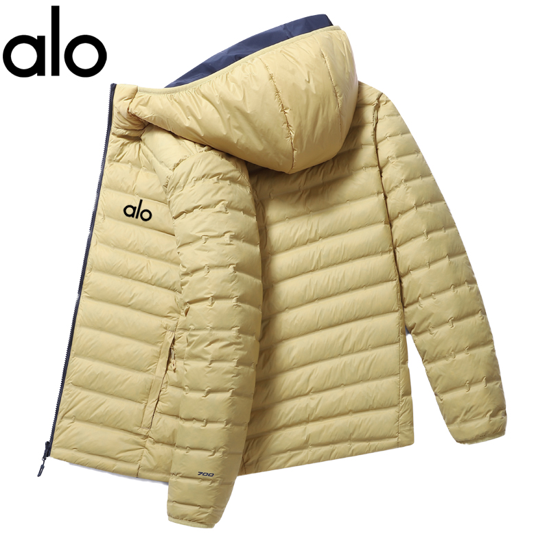 alo双面穿羽绒服男情侣两面穿鸭绒新款冬季保暖连帽短款运动外套