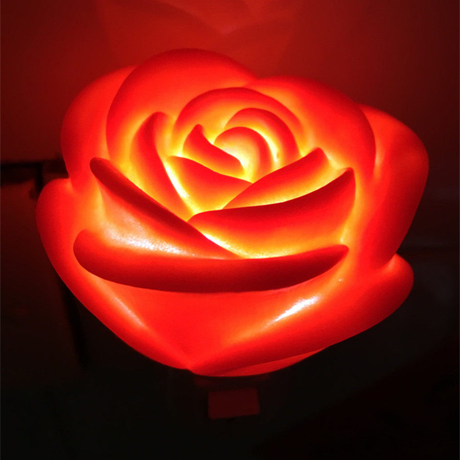 玫瑰花灯红色小夜灯带开关婚房喜小夜灯
