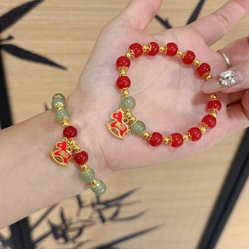 生肖马手链女款珠珠手工串珠本命年福马上有钱新年手绳过年礼物