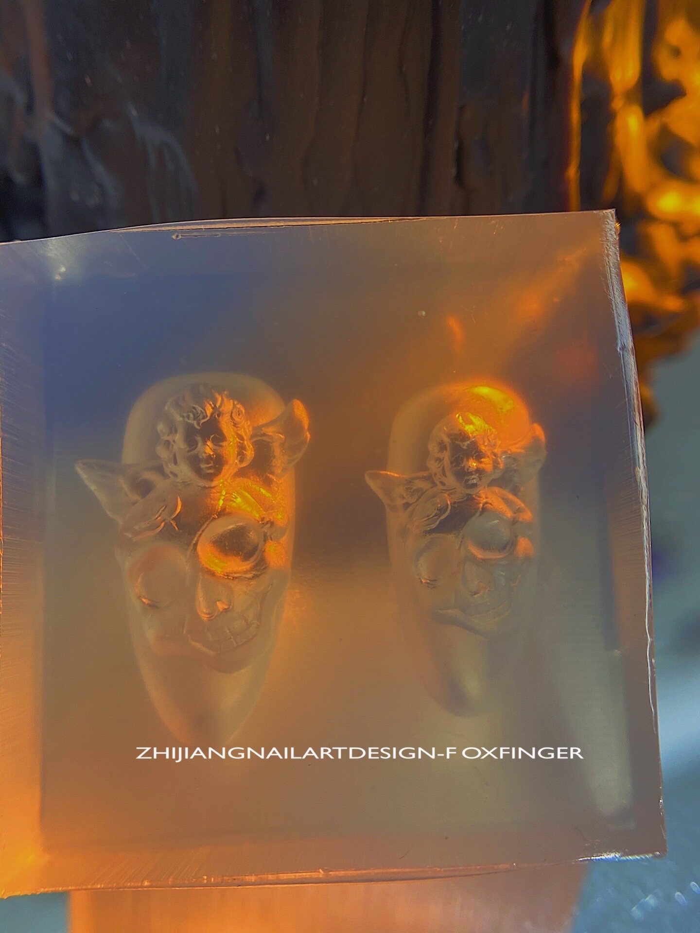 豆汤Foxfinger指匠豆汤 暗黑骷髅小天使 正版 美甲模具