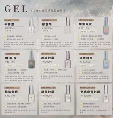 RICH GEL瓶装底胶转印加固超亮玻璃封层擦洗磨砂胶平衡液粘合剂