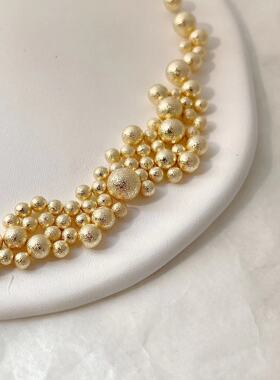 ARATA高品质皱皮磨砂珠珠 真金银电镀 不掉色不发黑 百搭圣诞珠珠