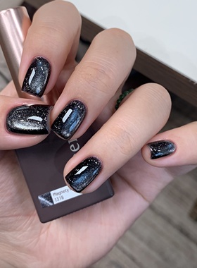 2025 日本小布 Emena 新色 碎钻猫眼甲油胶 深邃黑 1318