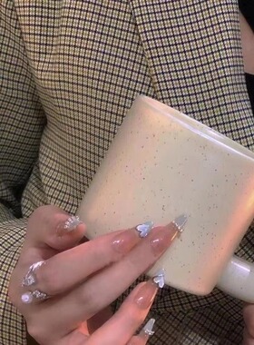 ARATA美甲饰品 爱心贝母锆石指甲饰品 金银两色 锆金属美甲饰品