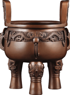 莲善堂紫铜兽面龙纹鼎家居客厅