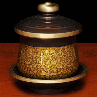 黄铜深啡晶彩圣水杯家用供财神关公供水杯佛道仙净水杯供佛供杯