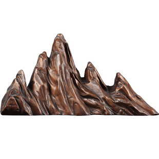 紫铜山峰笔架摆件书房办公室毛笔架镇纸中式假山子案头文房四宝