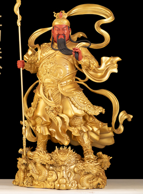 纯铜立刀关公像摆件招财关公供奉