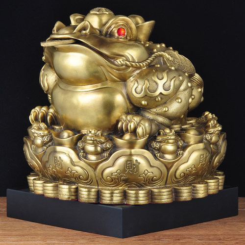 黄铜招财金蟾摆件元宝三足金蟾