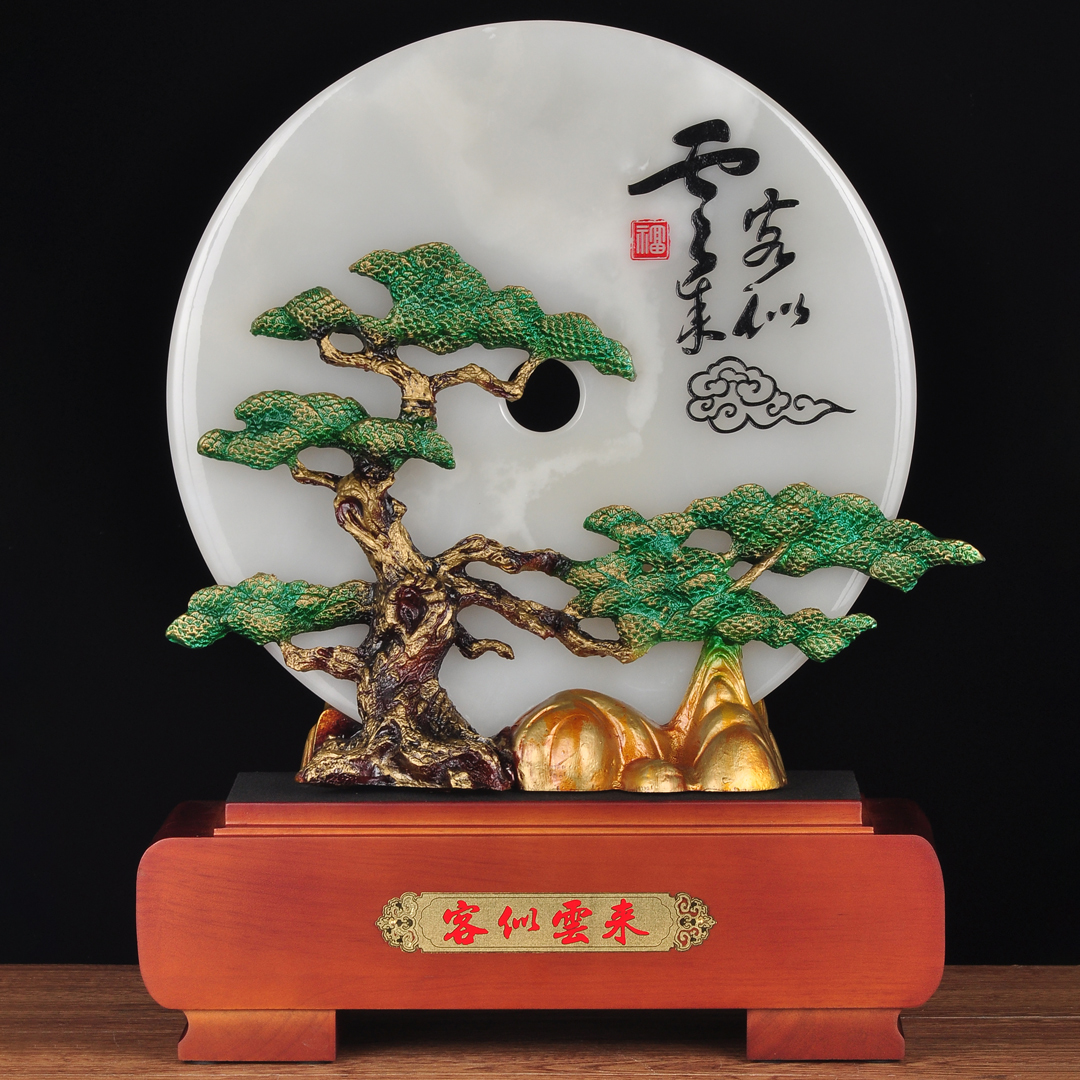 玉石客似云来平安扣摆件