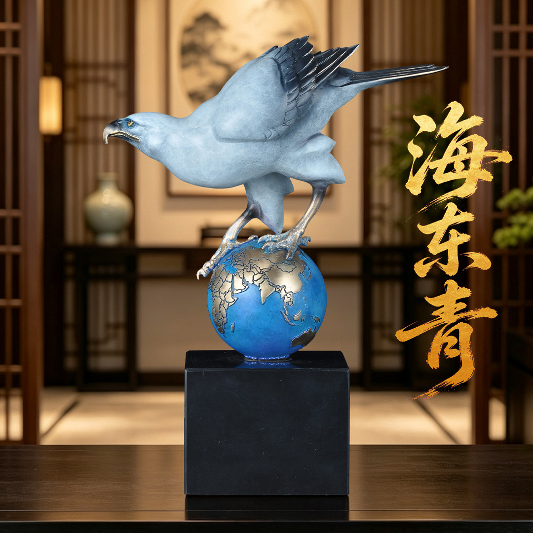 彩铜海东青摆件风生水起招财