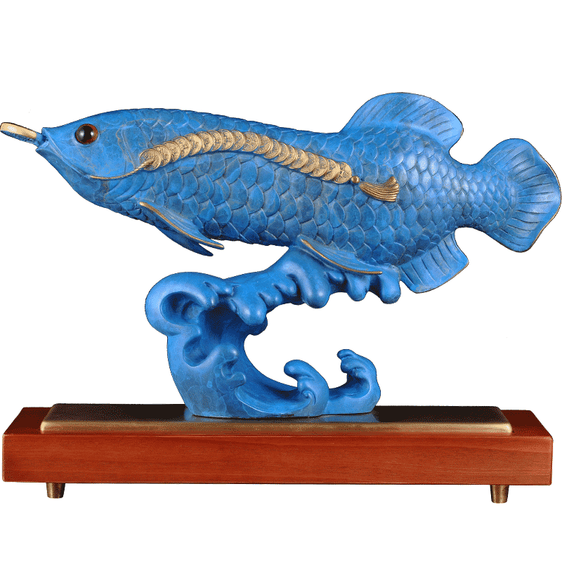金龙鱼纯铜招财开业礼品家居摆设