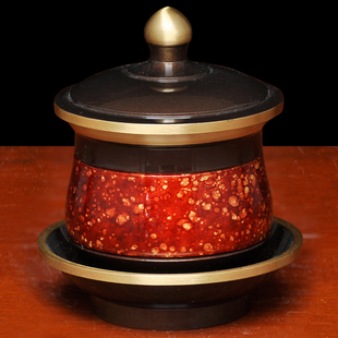 黄铜虹晶圣水杯家用供财神关公供水杯佛道仙净水杯供佛敬神供杯