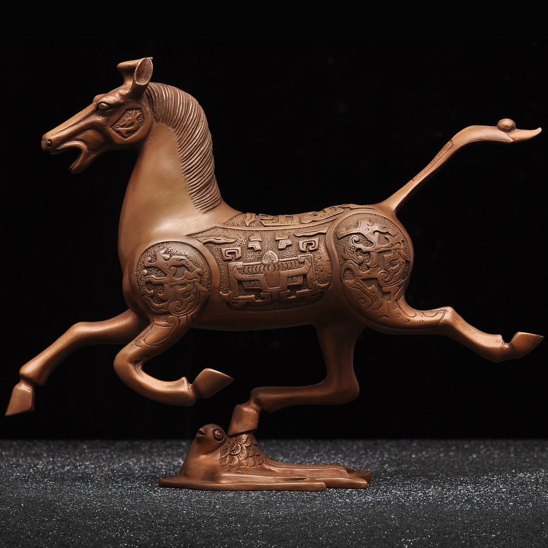 紫铜马踏飞燕摆件铜马到成功